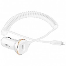 Автомобильное зарядное устройство Hoco Z14 + Lightning Cable (1USB 3.4A) White