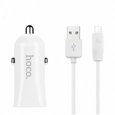 Автомобильное зарядное устройство Hoco Z12 + Micro USB Cable (2USB 2.4A) White