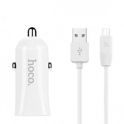 Автомобильное зарядное устройство Hoco Z12 + Micro USB Cable (2USB 2.4A) White