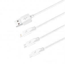 Кабель 3-in-1 Hoco X1 Apple+Micro+Type-C 1M \ white