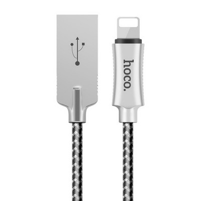 Кабель Hoco U10 Zinc Alloy Reflective Knitted Lightning-USB 1m Black