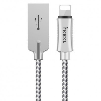 Кабель Hoco U10 Zinc Alloy Reflective Knitted Lightning-USB 1m Silver
