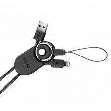 Кабель с шнурком Hoco U21 Mobile phone strap Lightning Black