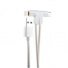 Кабель 2in1 Hoco X12 One Pull Two L Shape Magnetic Absorption  Lightning+Micro White