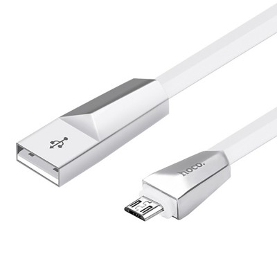 Кабель Hoco X4 Zing Alloy microUSB-USB White