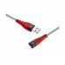 Кабель USB Hoco U32 Lightning Unswerving Steel Braided Black+Red