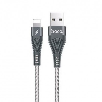 Кабель USB Hoco U32 Lightning Unswerving Steel Braided Gray