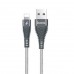Кабель USB Hoco U32 Lightning Unswerving Steel Braided Gray