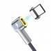 Кабель Hoco U40C Angled Magnetic Charged Type-C 87W 4A, 1.8m Metal Gray