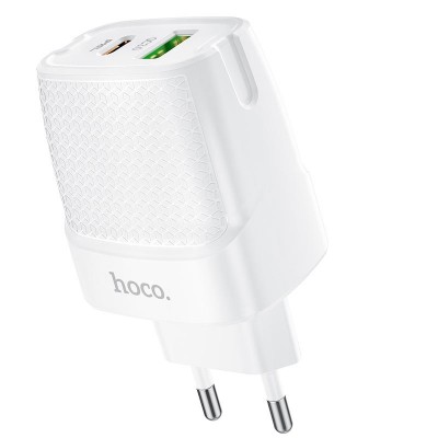 Сетевое зарядное устройство Hoco CA85A Bright (2ports USB, Type-C) PD20W+QC3.0 White
