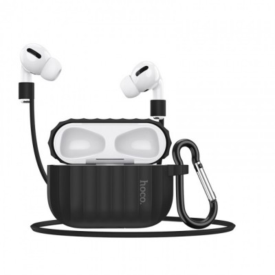 Комплект для Apple Airpods Pro (чехол, карабин, шнур) Hoco WB20 Fenix protective cover Black