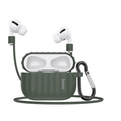 Комплект для Apple Airpods Pro (чехол, карабин, шнур) Hoco WB20 Fenix protective cover Green
