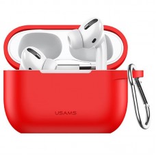 Чехол для Apple Airpods Pro с карабином Usams US-BH568 Silicone Protective Cover Red