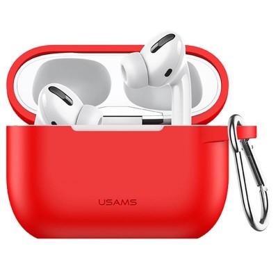 Чехол для Apple Airpods Pro с карабином Usams US-BH568 Silicone Protective Cover Red