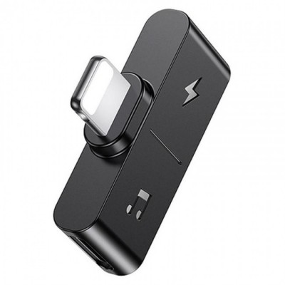 Переходник Usams US-SJ384 AU12 (Dual Lightning) Charging and Audio Adapter Black