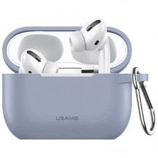 Чехол для Apple Airpods Pro с карабином Usams US-BH568 Silicone Protective Cover Purple