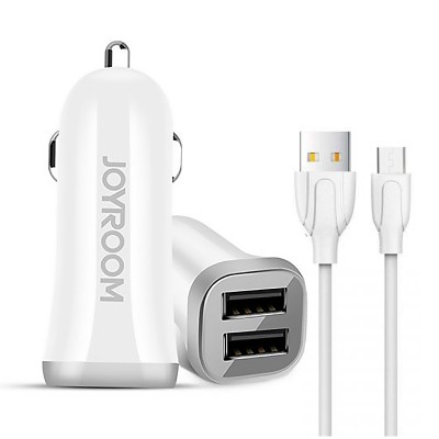 Автомобильное зарядное устройство Joyroom C-M216 c Micro USB (2USB 3.1А) White