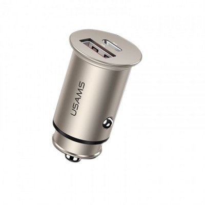 Автомобильное зарядное устройство Usams US-CC097 C15 (QC4.0+PD3.0) Fast Charging Silver