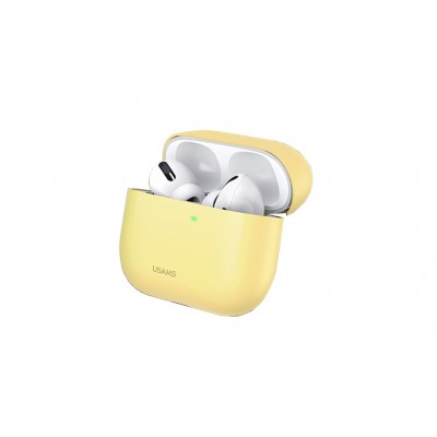 Чехол для Apple Airpods Pro Usams US-BH569 Ultra-thin Silicone Protective Cover Yellow