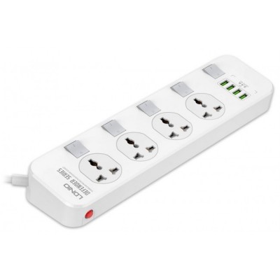 Сетевой удлинитель Ldnio SC4408 Port Multi Plug Extension Cord with 4-USB Outlets White