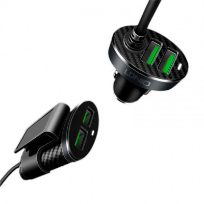 Автомобильное зарядное устройство с выносным блоком Ldnio C502 2UBS+2UBS Black