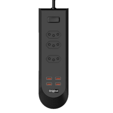 Сетевой удлинитель Bokali BKL-08 2M (3 розетки, 4 USB, 3,4A) Black