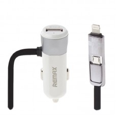 Автомобильное зарядное устройство Remax Fast 8 RCC102 с кабелем 2 in 1 (1USB 3.4А) Silver