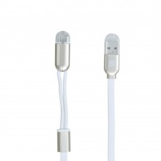 Кабель 2-in-1 Remax RC-025T Twins Cable Lightning-microUSB-USB 1m White