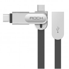 Кабель 2-in-1 Rock Type C+Micro USB Cobblestone 1M Black
