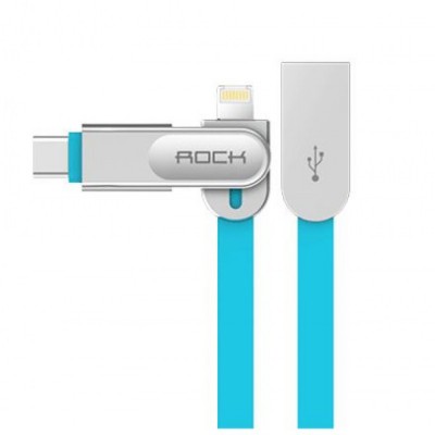 Кабель 2-in-1 Rock Type C+Micro USB Cobblestone 1M Green