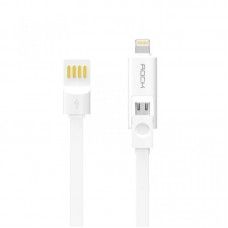 Кабель 2-in-1 Rock Micro USB+Lightning Flat 1M 2.1A White