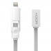 Кабель 2-in-1 Rock Micro USB+Lightning Flat 1M 2.1A Tarnish