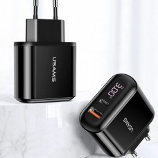 Сетевое зарядное устройство Usams US-CC085 T23 (QC3.0+PD3.0 18W) Fast Charger Black
