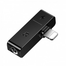 Переходник Usams US-SJ385 AU12 (Lightning+3.5mm) Charging and Audio Adapter Black