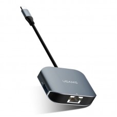 Переходник Usams US-SJ146 Type-C to USB 3.0mm RJ45 (kilomega) adapter Grey