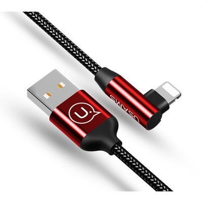 Кабель Usams US-SJ168 Lightning Right-Angle Braided 1.2m Wine Red