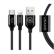 Кабель 3-in-1 Usams US-SJ162 Lightning+Micro+Type-C Suit Series 1.2m Black