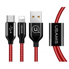 Кабель 3-in-1 Usams US-SJ162 Lightning+Micro+Type-C Suit Series 1.2m Red