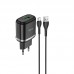 Сетевое зарядное устройство Hoco N3 (комплект с кабелем Type-C) 1USB, QC3.0 Black
