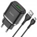 Сетевое зарядное устройство Hoco N3 (комплект с кабелем MicroUSB) 1USB, QC3.0 Black