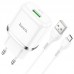 Сетевое зарядное устройство Hoco N3 (комплект с кабелем MicroUSB) 1USB, QC3.0 White