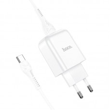 Сетевое зарядное устройство Hoco N2 (комплект с кабелем Type-C) 1USB, 2,1A White