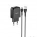 Сетевое зарядное устройство Hoco N2 (комплект с кабелем Type-C) 1USB, 2,1A Black