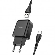 Сетевое зарядное устройство Hoco N2 (комплект с кабелем Type-C) 1USB, 2,1A Black