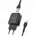 Сетевое зарядное устройство Hoco N2 (комплект с кабелем Type-C) 1USB, 2,1A Black