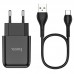 Сетевое зарядное устройство Hoco N2 (комплект с кабелем Type-C) 1USB, 2,1A Black