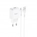 Сетевое зарядное устройство Hoco N2 (комплект с кабелем MicroUSB) 1USB, 2,1A White