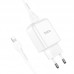Сетевое зарядное устройство Hoco N2 (комплект с кабелем Lightning, для iPhone) 1USB, 2,1A White