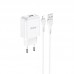 Сетевое зарядное устройство Hoco N2 (комплект с кабелем Lightning, для iPhone) 1USB, 2,1A White
